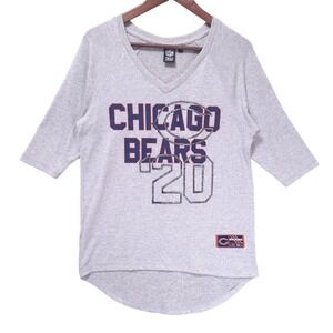 NFL Chicago Bears V Neck 3/4 Sleeve Knit Shirt Women S Sparkle Grey Team Apparel